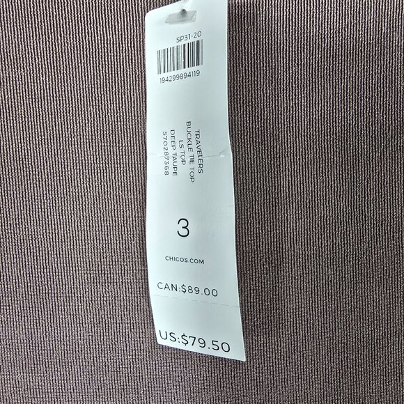 Chicos Long‎ Shirt Size 3X Women's Brown 3/4 Sleeves - Picture 7 of 9